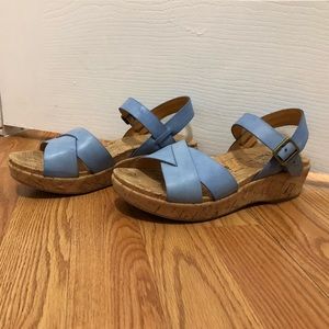 Lightly used Kork chunky heels blue leather